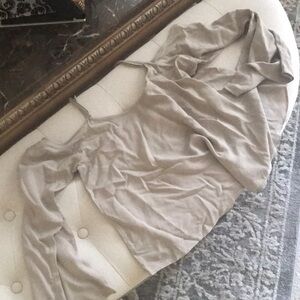 Beige Women's Cold-Shoulder Long Sleeve Top